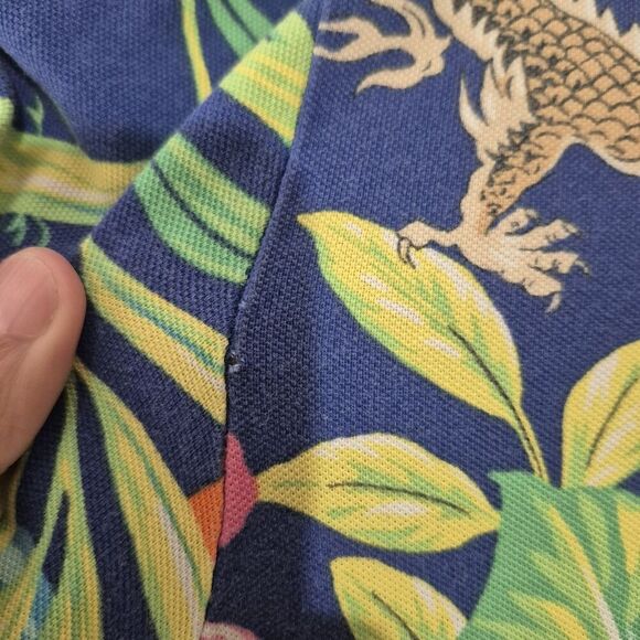 Vtg Polo Ralph Lauren Men's Featherweight Mesh Dragon Hawaiian Colorful Polo XXL - Picture 8 of 9